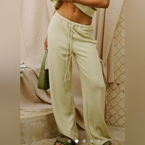 Sabo Ellira Waffle Knit Wide Leg Lounge Pants Medium